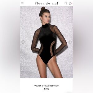 Fleur du Mal Velvet Dot Bodysuit XS
